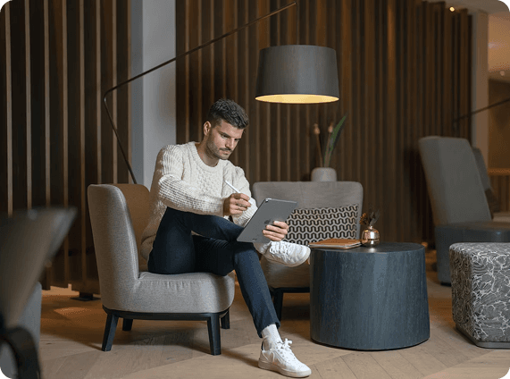 Professional working in modern office space